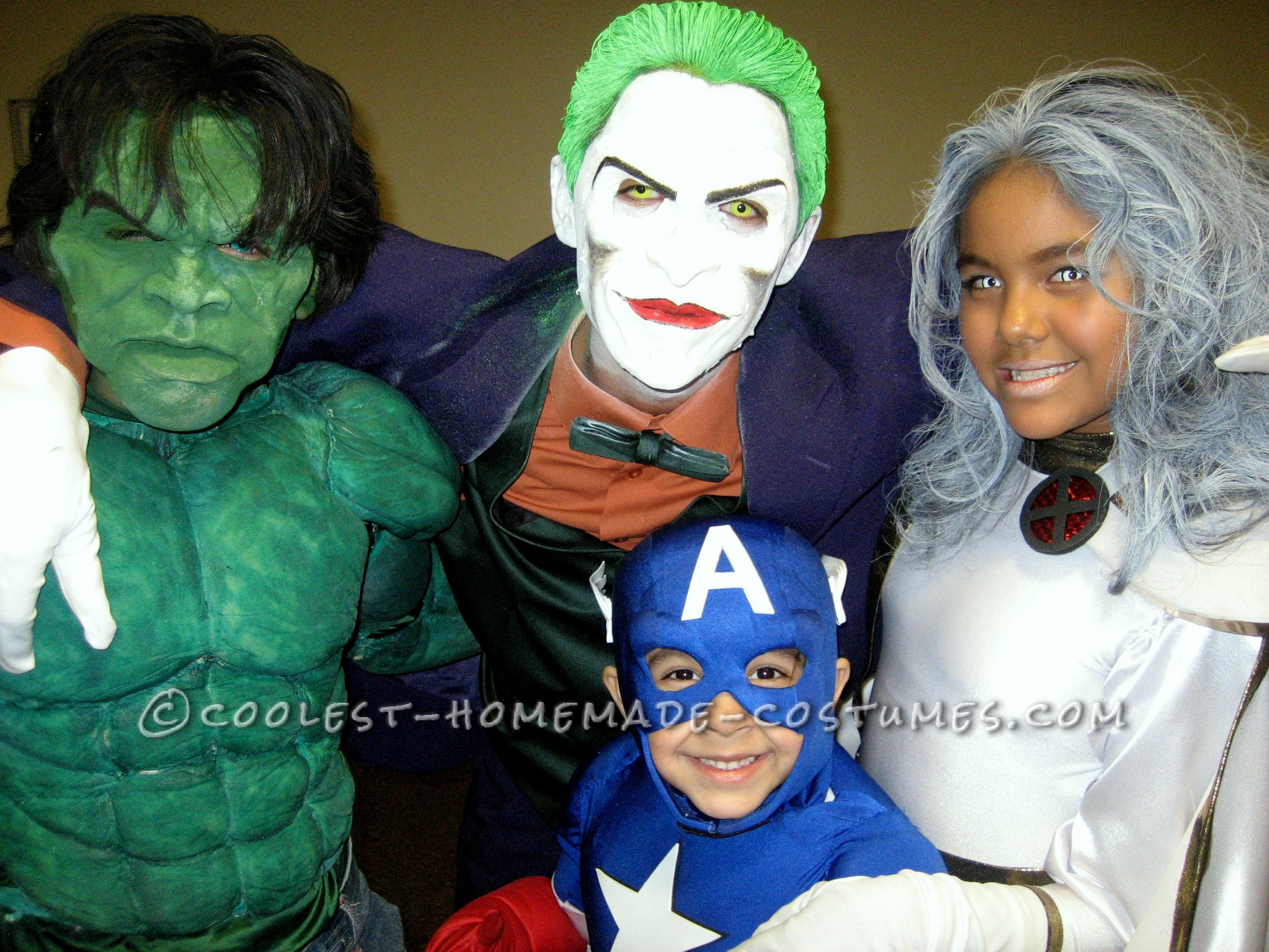 Cool Homemade Hulk, Storm, Captain America and Joker Costumes