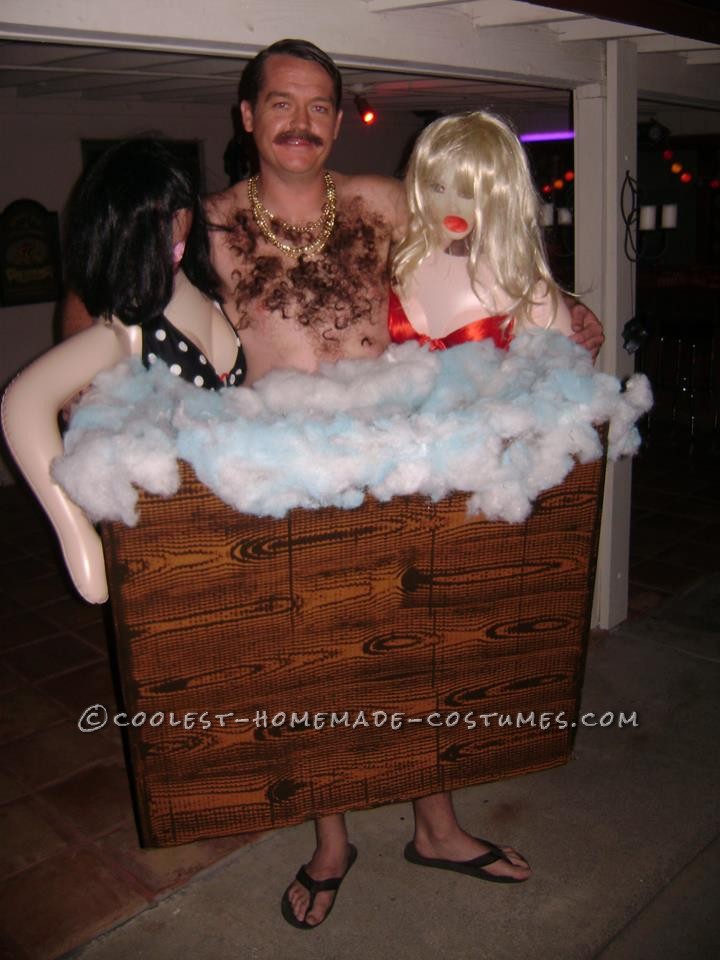 Homemade Hairy Hot-Tub Guy with Hotties Costume