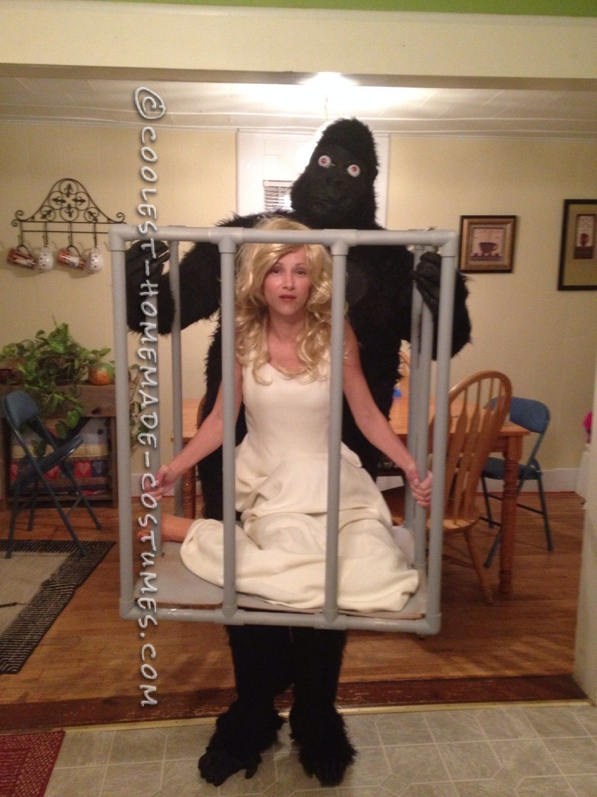 King Kong and a Woman in a Cage Illusion Costume
