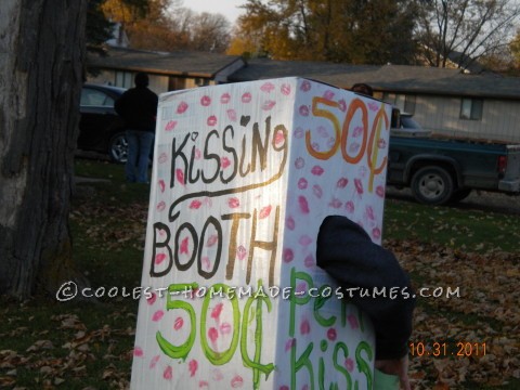 Last-Minute Cardboard Box Kissing Booth Costume