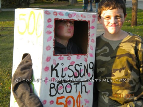 Last-Minute Cardboard Box Kissing Booth Costume