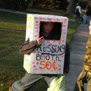 Last-Minute Cardboard Box Kissing Booth Costume