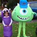 Cool Homemade Mike Wazowski Costume with Little Sister Boo