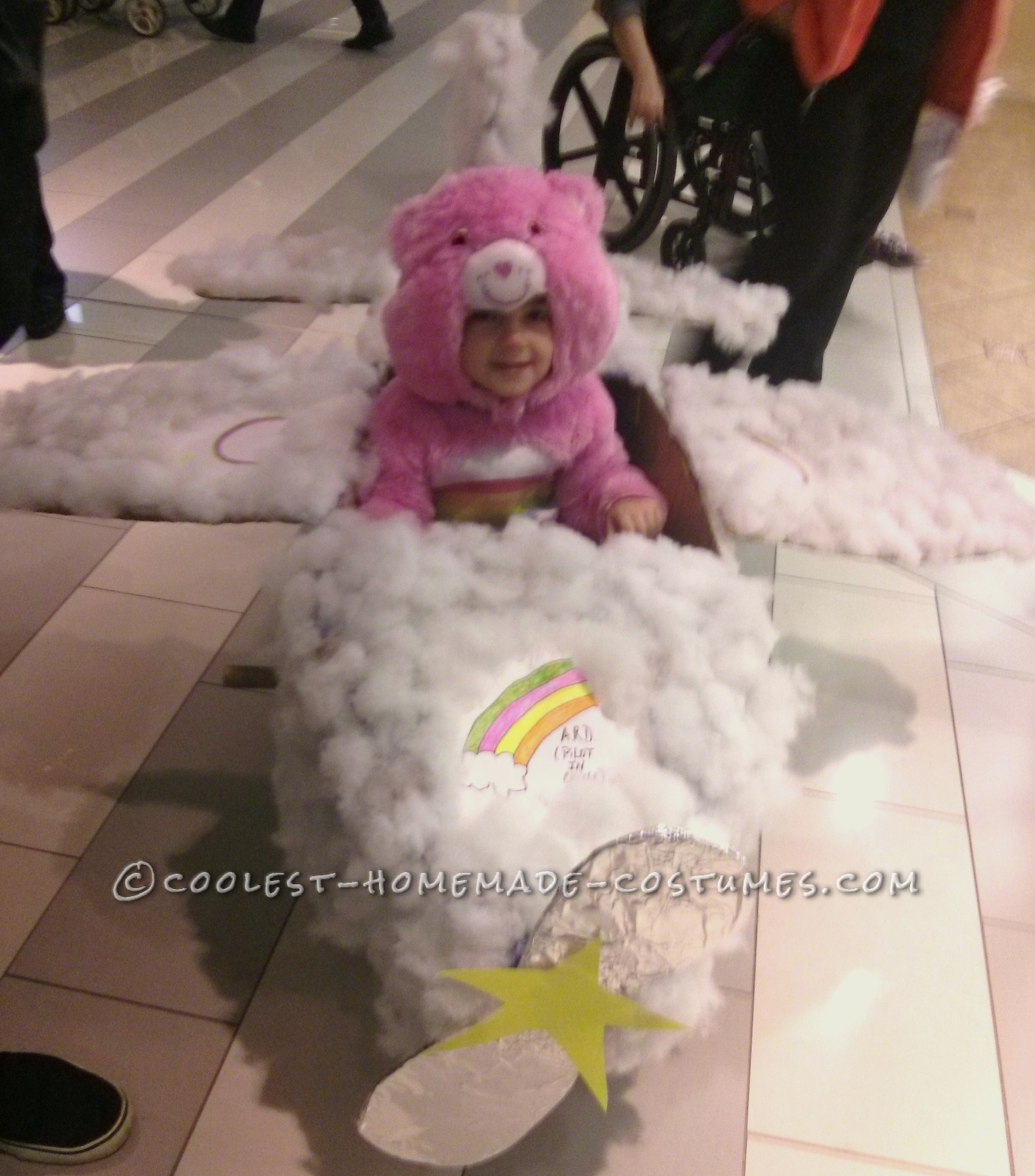 Cute DIY Toddler Costume: Care Bear Riding Her Very Own Cloud Plane