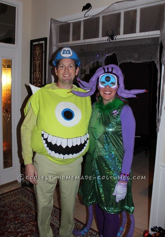 Coolest DIY Mike Wazowski and Celia Mae Costumes