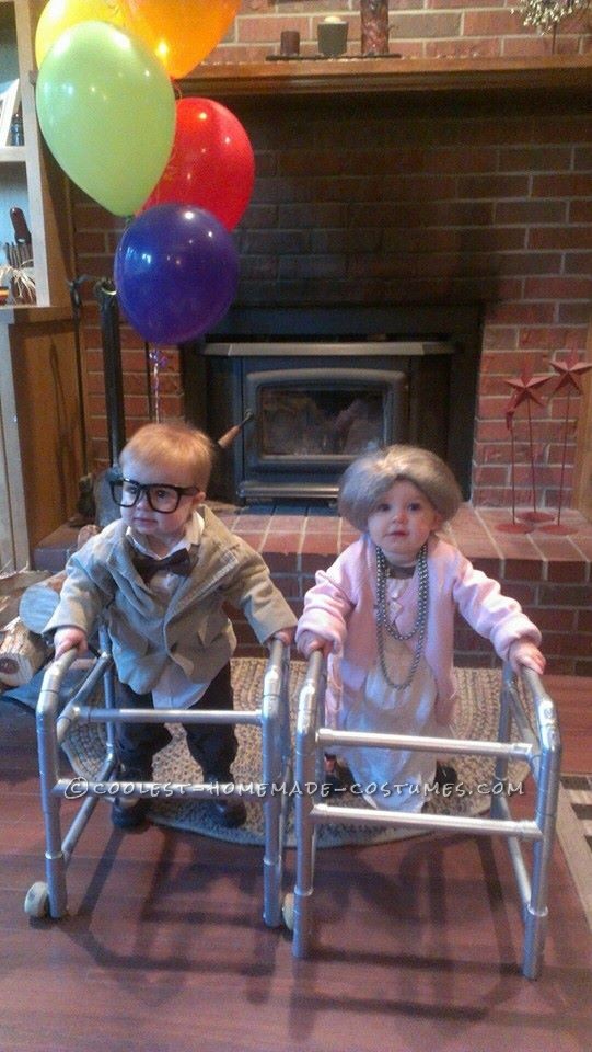 Funny DIY Toddler Couple Costume: Old Man from UP and His Old Lady