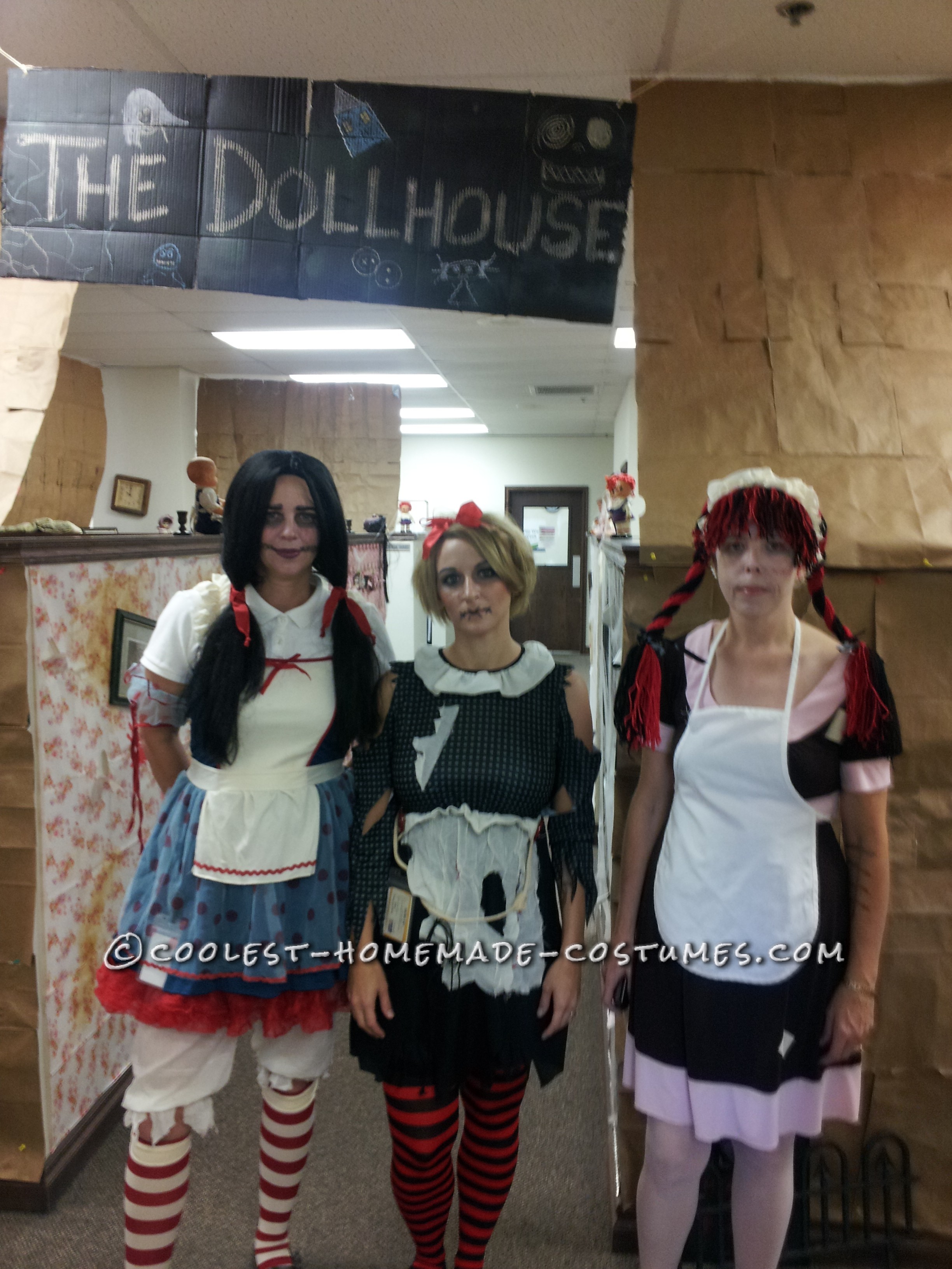 Creepy Doll Costumes in a Creepy Office Dollhouse