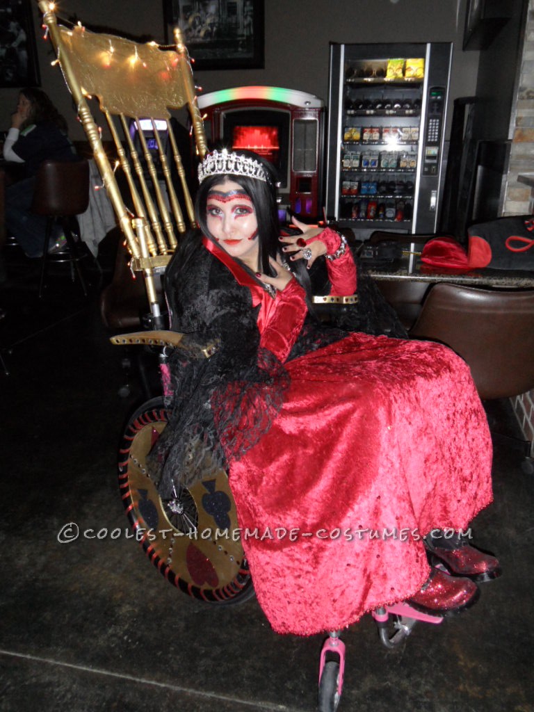Awesome Wheelchair Costume: Queen of Hearts and her Golden Throne