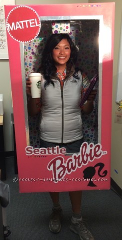 Homemade Seattle Barbie in a Box Halloween Costume