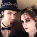 Awesome Steampunk Couple Costume: Steam-Powered Girl and her Creator