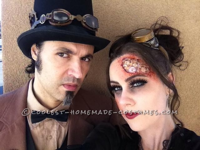 Awesome Steampunk Couple Costume: Steam-Powered Girl and her Creator