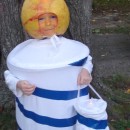 Striped Birthday Candle Costume with Lighted Flame