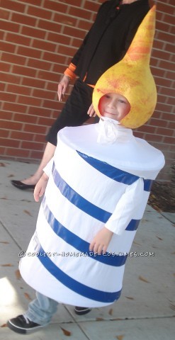 Striped Birthday Candle Costume with Lighted Flame