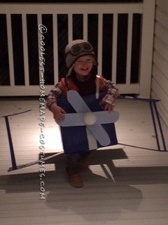 Homemade Blue Baron Airplane Costume for a Toddler