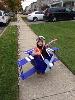 Homemade Blue Baron Airplane Costume for a Toddler