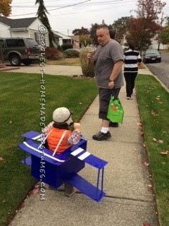 Homemade Blue Baron Airplane Costume for a Toddler