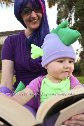 Cheap and Cute Mom and Baby Costume: Twilight Sparkle and Baby Spike the Dragon