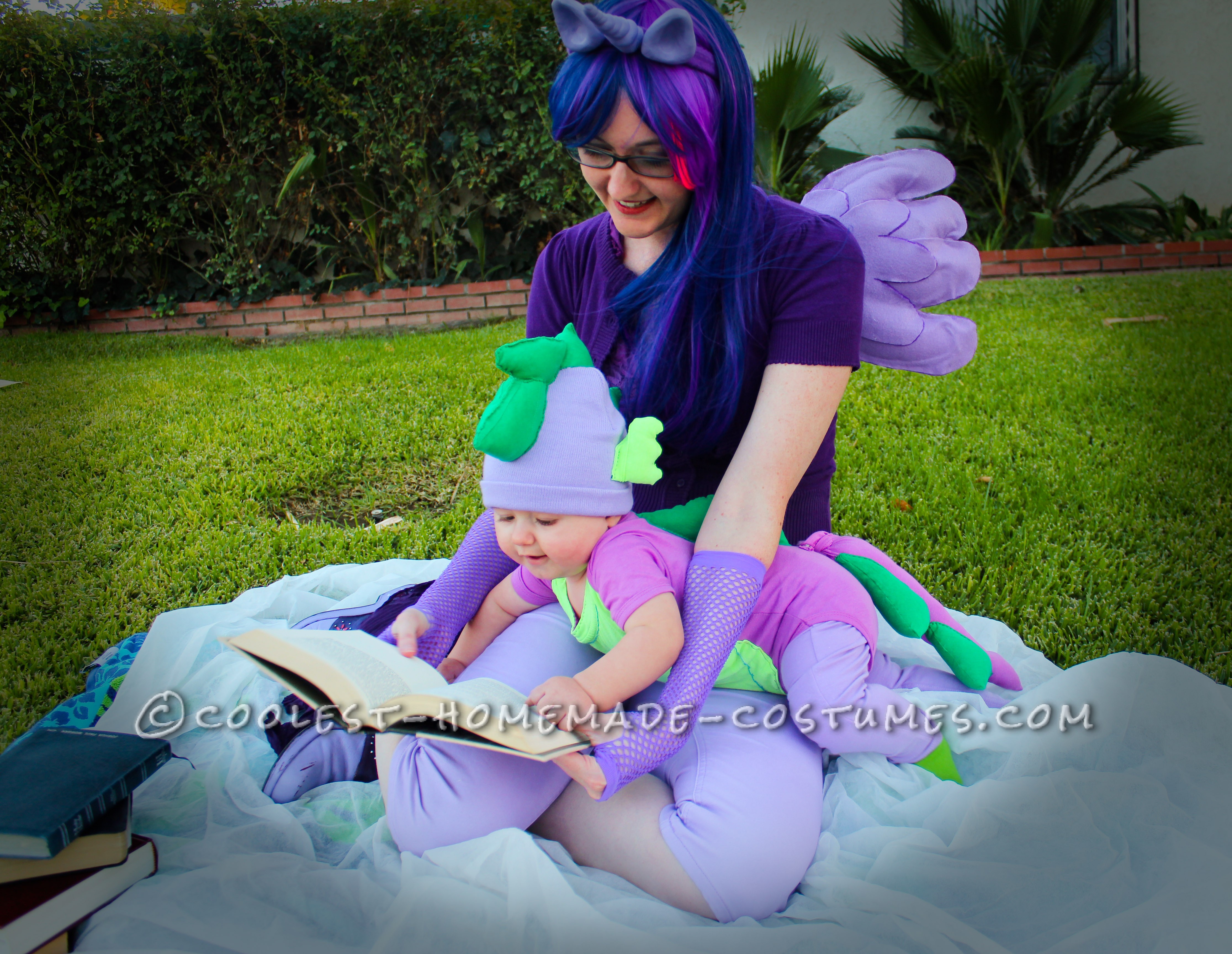 Cheap and Cute Mom and Baby Costume: Twilight Sparkle and Baby Spike the Dragon