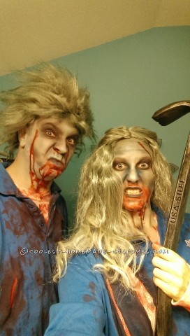 Creepy DIY Zombie Truckers Couple Costume