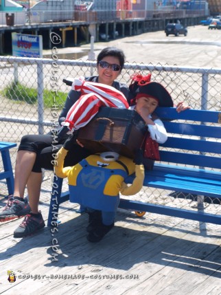 Optical Illusion Costume: A Minion Carrying a Pirate in a Treasure Chest