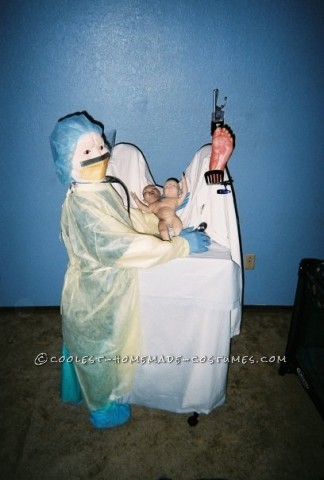 Woman Giving Birth to a 2-Headed Baby Illusion Costume