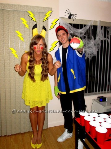 Cool Homemade Costume for Couples: Pikachu and Ash