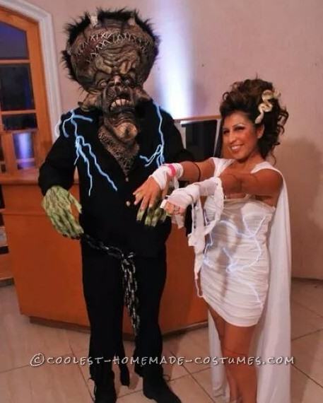 Cool Bride of Frankenstein and Frankenstein Couple Costume