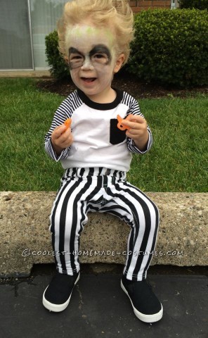 Cute DIY Beetlejuice Costume for a Toddler