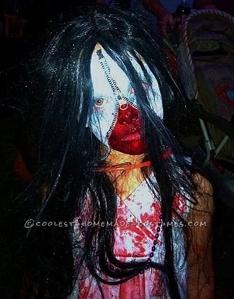Scary Zipper-Face Bloody Mary Costume