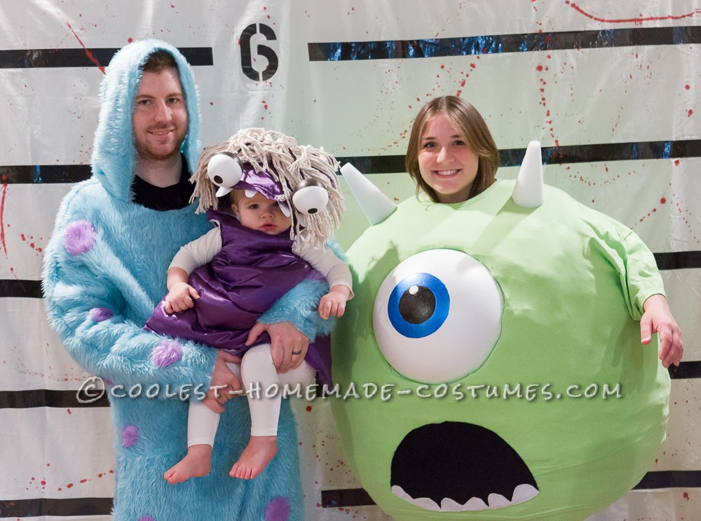 Coolest Homemade Mike Wazowski, Sully, and Boo Family Costumes