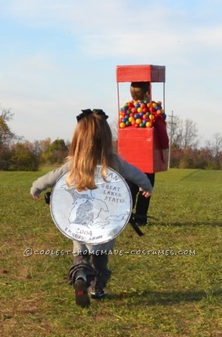 Cool Duo Costume:  A Gumball Machine and a Quarter