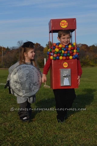 Cool Duo Costume:  A Gumball Machine and a Quarter