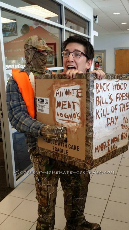 Funny Man in a Box Costume