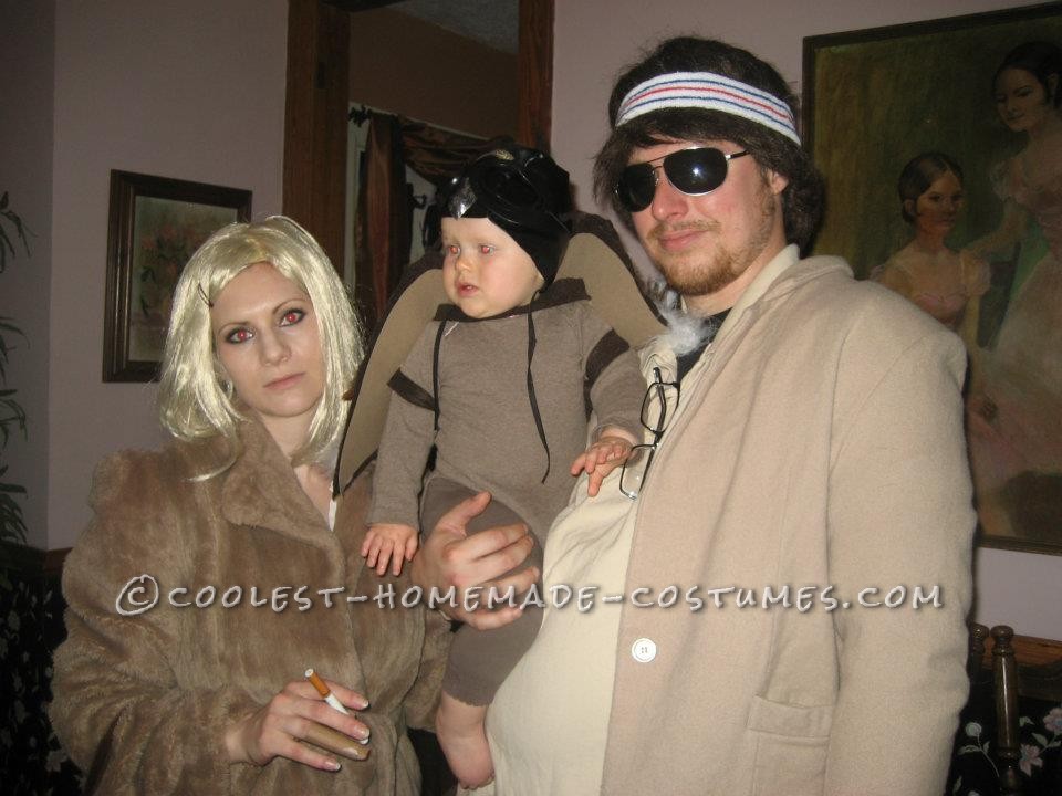 Cool Family Costume Idea: Margot and Richie Tenenbaum with Mordecai the Hawk