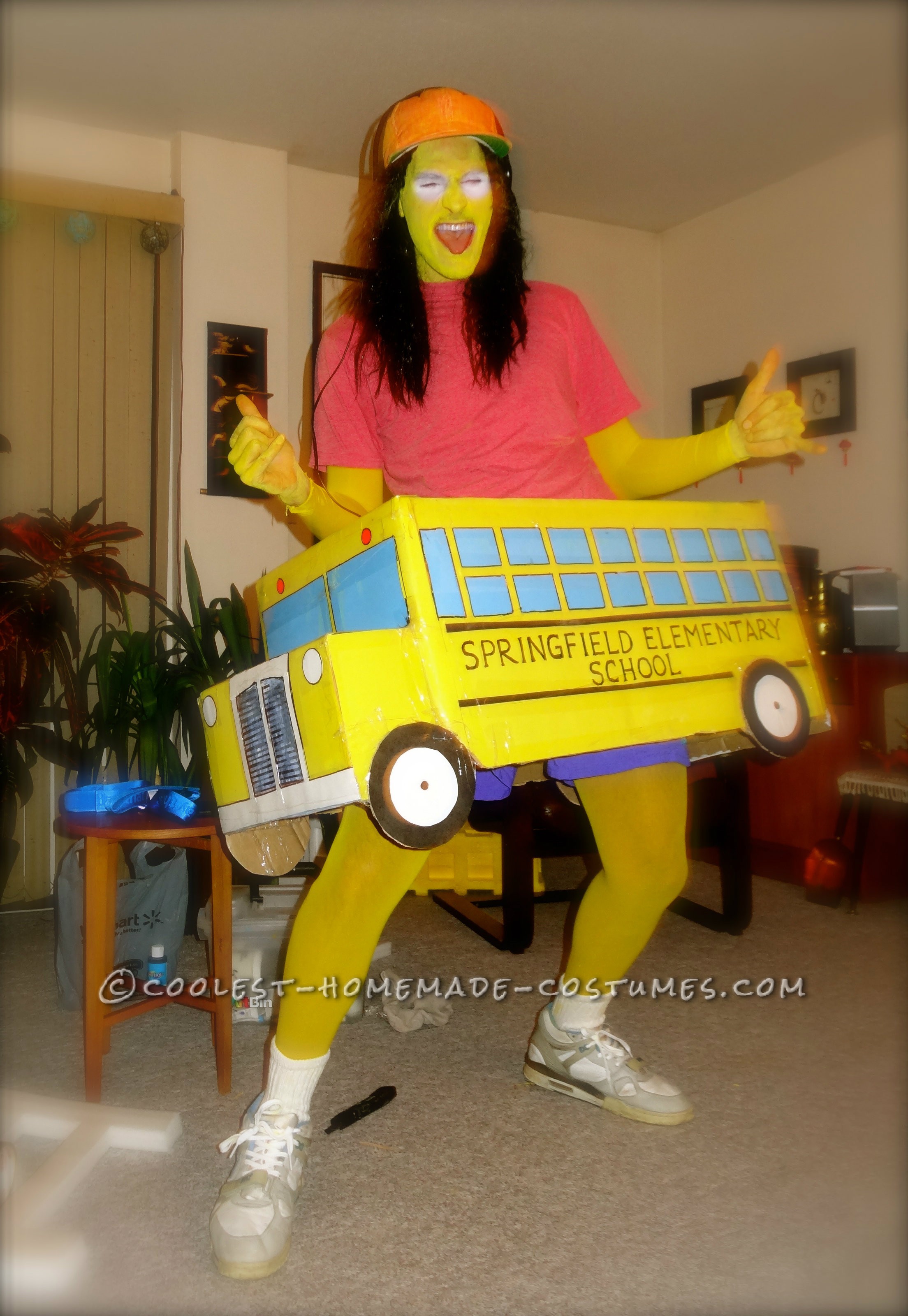 Homemade Simpsons Costume: Otto Featuring Springfield School Bus