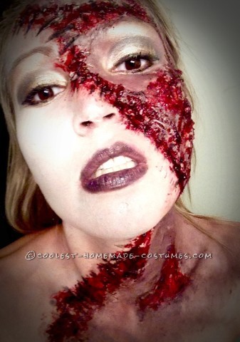 Horrific Stitched-Up Prom Queen Makeup
