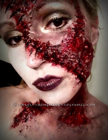 Horrific Stitched-Up Prom Queen Makeup