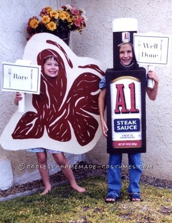 Well Done Steak and A1 Steak Sauce Couple Costume