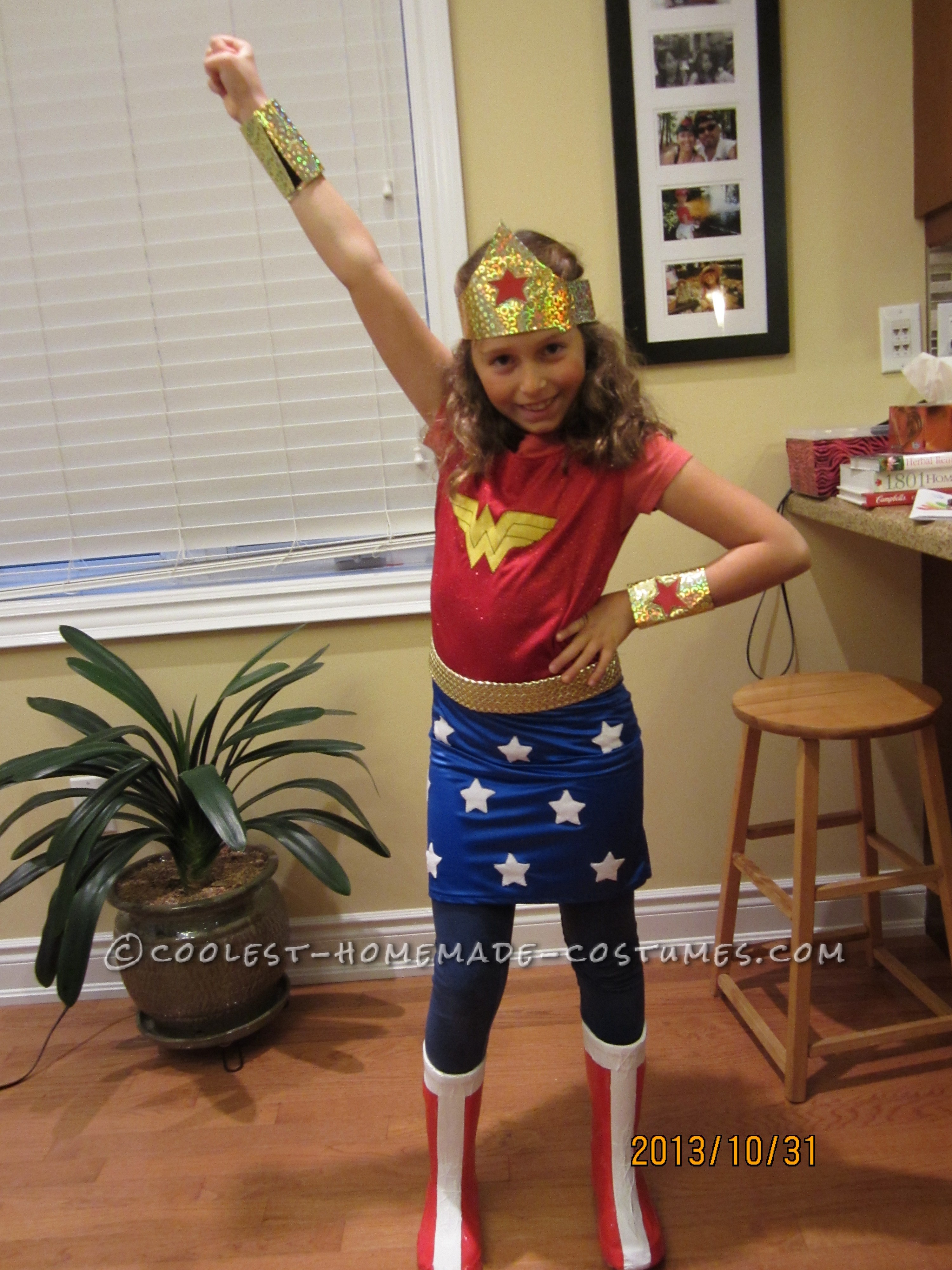 Cool Homemade Wonder Woman Costume for Girls