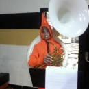 A Traffic Cone Playing a Sousaphone