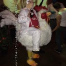 Coolest Colonel Sanders Costume Riding a Giant Chicken!