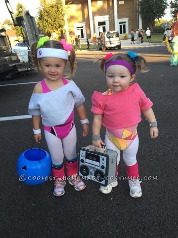 Cutest 80's Workout Girls Couple Costume for Toddlers