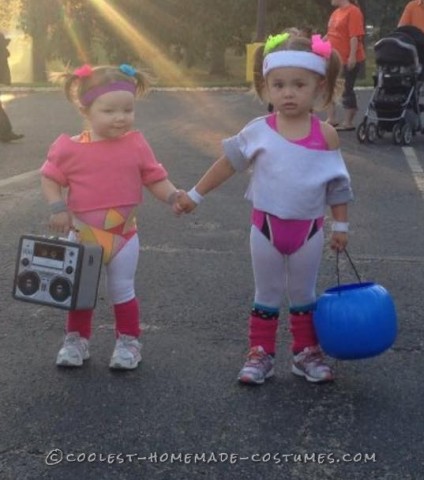 Cutest 80's Workout Girls Couple Costume for Toddlers