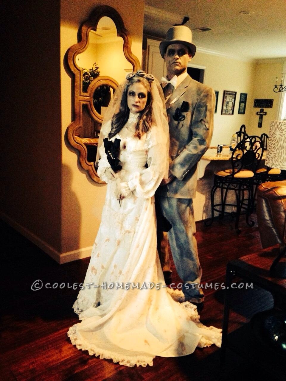 Deathly Ghost Bride And Gloom Couple Halloween Costume