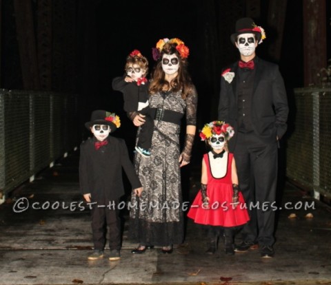 Coolest Homemade Dia de los Muertos Family Costume