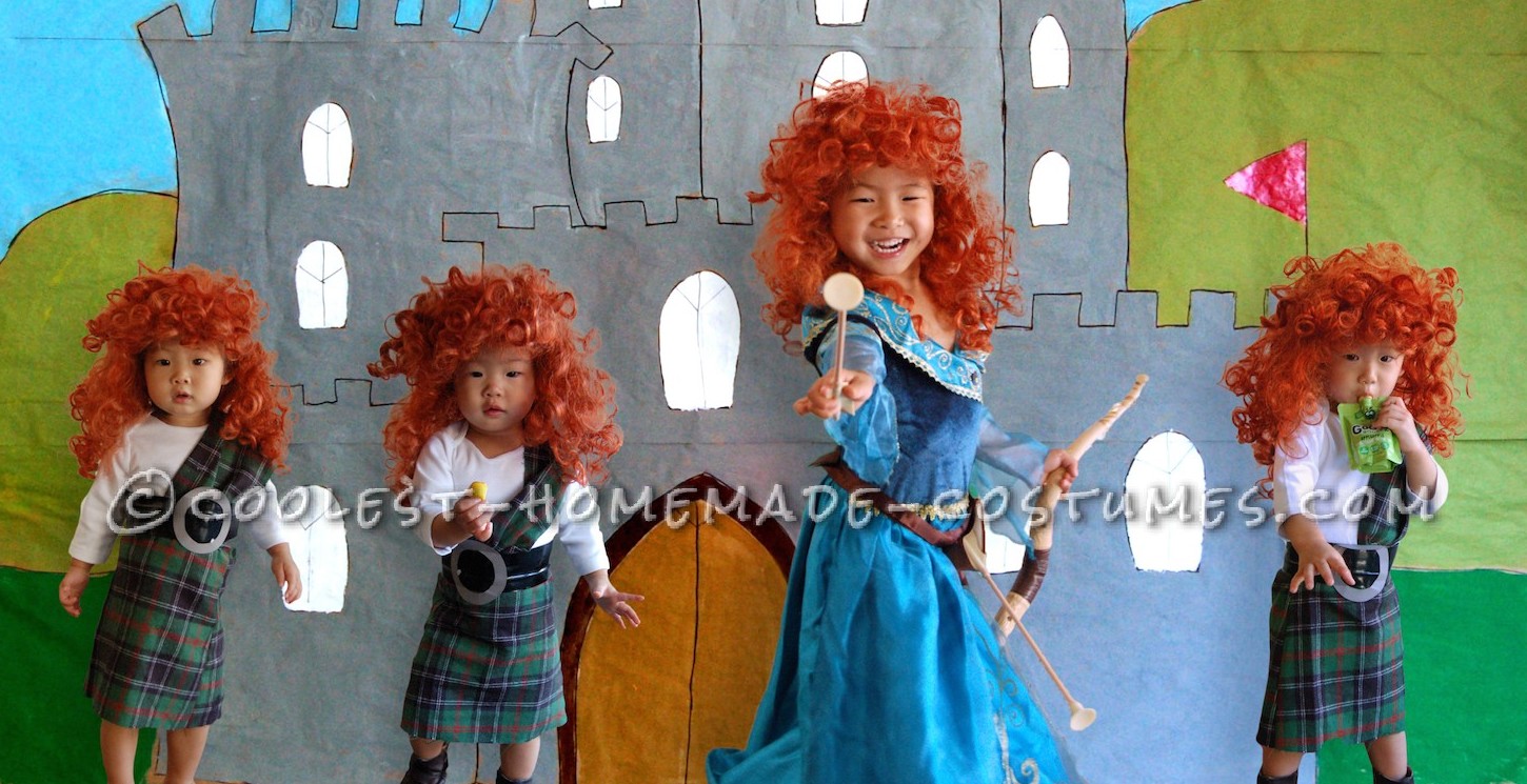 Disney Brave's Merida and her Triplet Siblings Group Costume