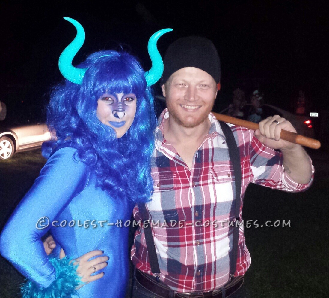 DIY Paul Bunyan and Babe the Blue Ox Couple Costume.