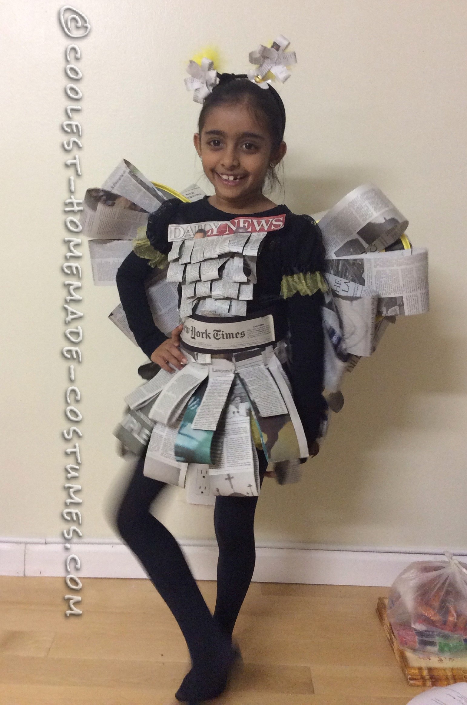 Easy, Inexpensive and Last-minute Girls Newspaper Fairy Costume