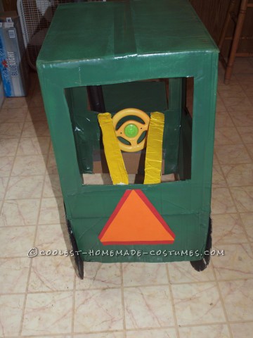 Cute and Homemade Farmer in a John Deere Tractor Costume