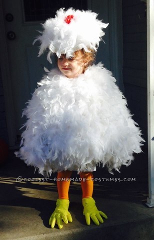 Cutest Toddler DIY Chicken Costume on a Budget